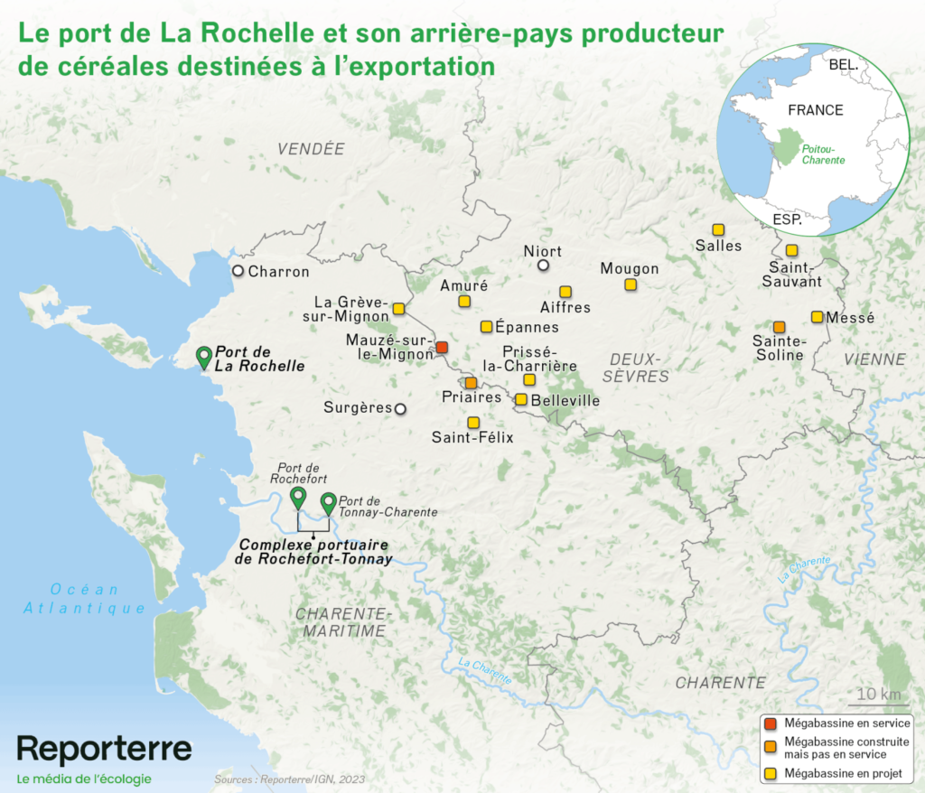 Carte des productions de céréales destinées à l'exportation